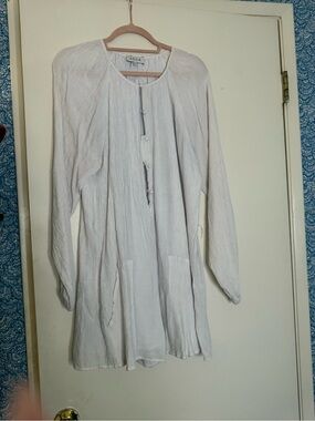 ACOA White Longline Textured Trench Coat
